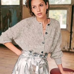 Sezane PHOEBE grey knit cardigan XS